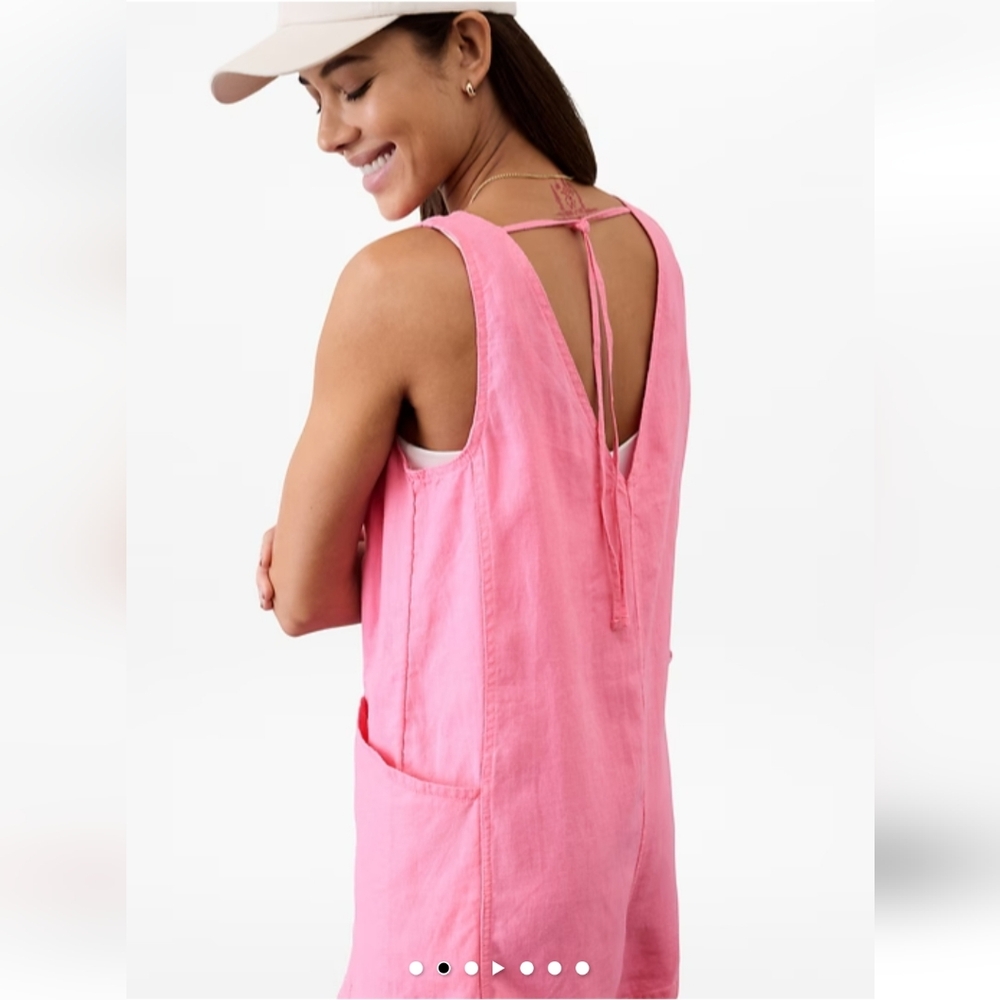 ATHLETA | Retreat Linen Romper In Raphanus Pink 🩷 - Picture 2 of 16